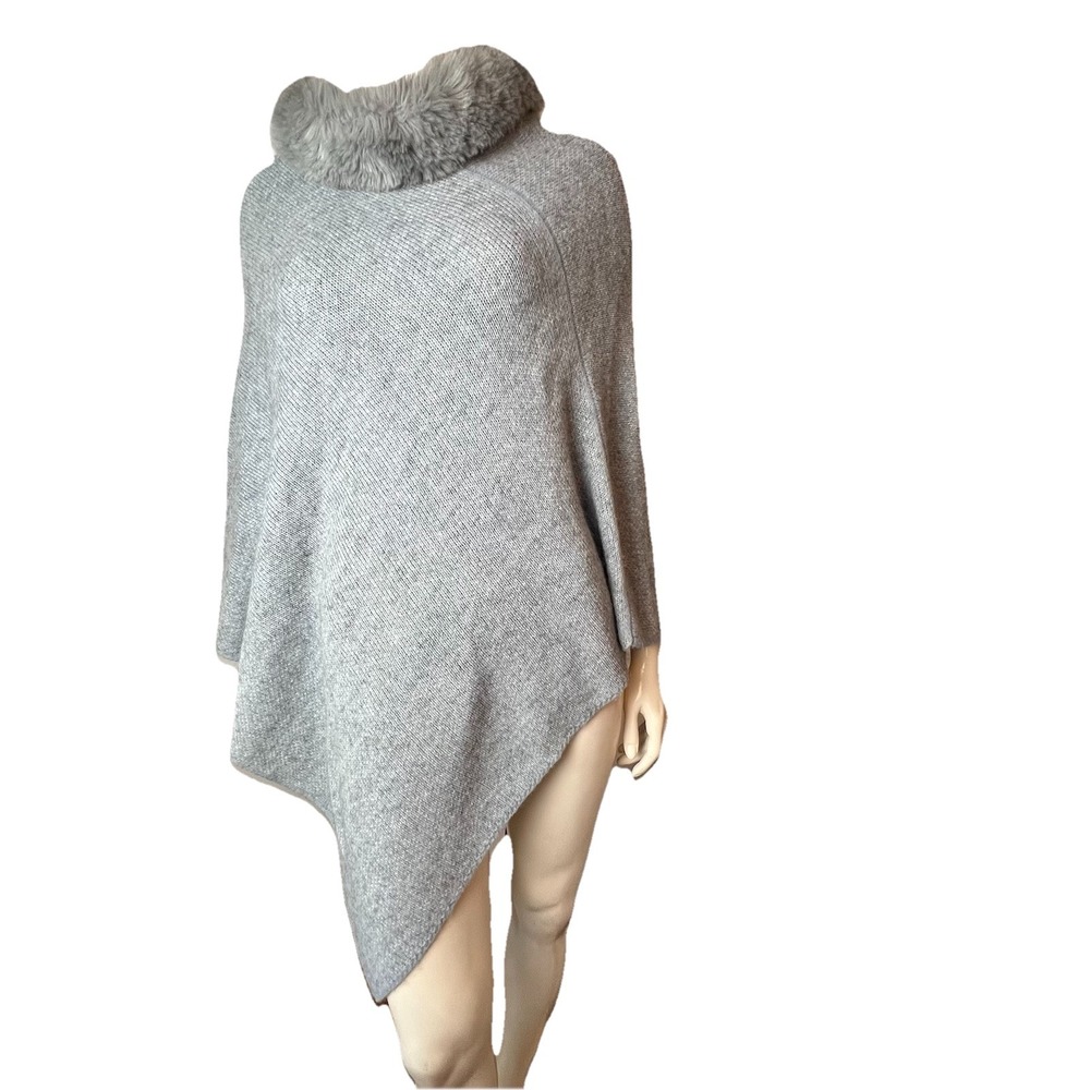 FRATELLI TALLI Knit Poncho Women OS Blue Gray Wool Alpaca Cape  Italy Sweater